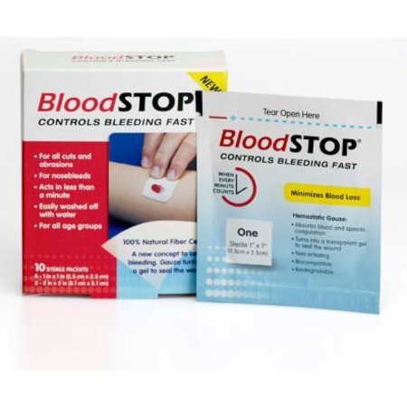 LIFESCIENCE PLUS BloodSTOP Hemostatic Matrix For External Wounds 1in x 1in, 20/per box BS-09